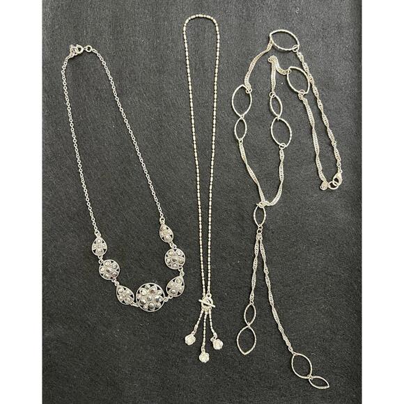 ALFANI Silver Tone Marcasite Necklace Lot - Picture 7 of 9